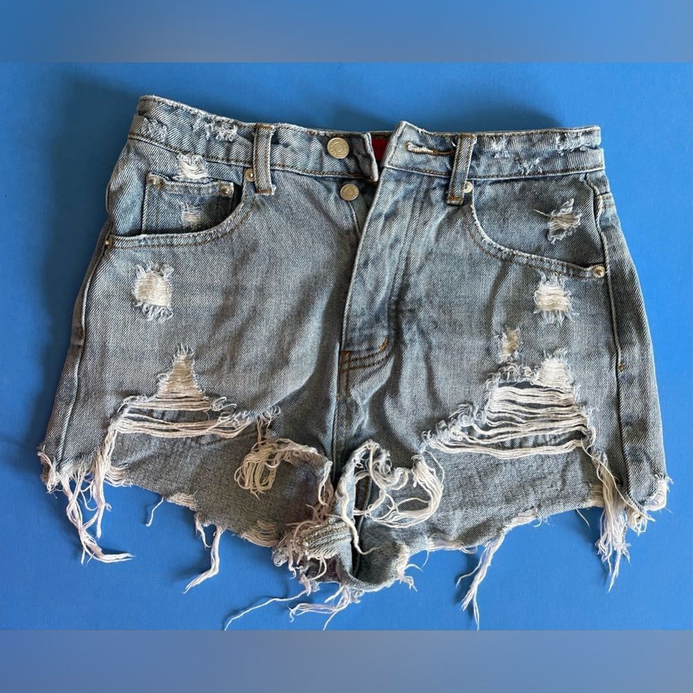 Signature8 cut off denim shorty shorts.